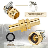 HASTHIP® Garden Hose Repair Pipe Connector with Clamps, Copper Plated Alloy Male Female Connector for Hose Pipe, Fit for 3/4" or 5/8" Garden Hose Fitting (1 Pair)