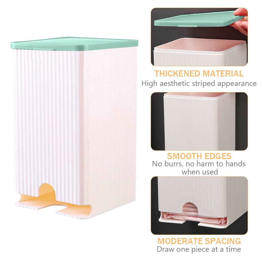 HASTHIP Sanitary Pads Dispenser for Bathroom Storage with Sliding Cover and Waterproof PP Case 11.5x11.5x19.5cm | Holds 25‑30 Pads
