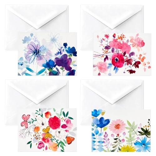 OFIFO® 24 Pcs Watercolor Flower Pattern Envelopes, 4 Designs, Decorative Floral Stationery Envelopes for Letters, Invitations, and Greeting Cards