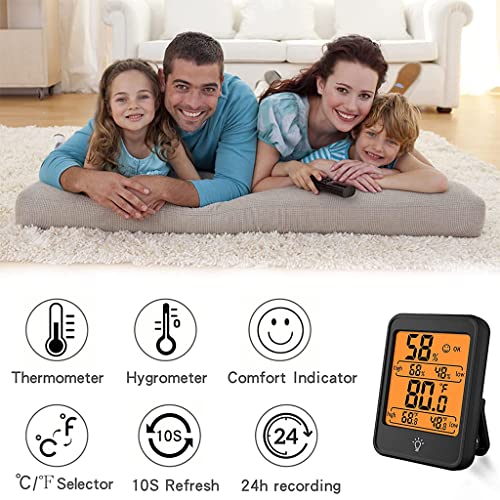 Supvox® Indoor Thermometer and Hygrometer Humidity Guage Accurate Temperature Monitor Meter with Stand LCD Digital Backlit Thermometer