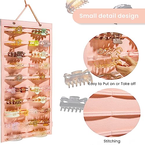 HASTHIP® Hanging Hair Claw Clip Holder Organizer for Women Girls, Claw Hair Clips Storage Organizer for Wall, Door - Hair Banana Barrettes Jaw Clips Display Holder - Pink