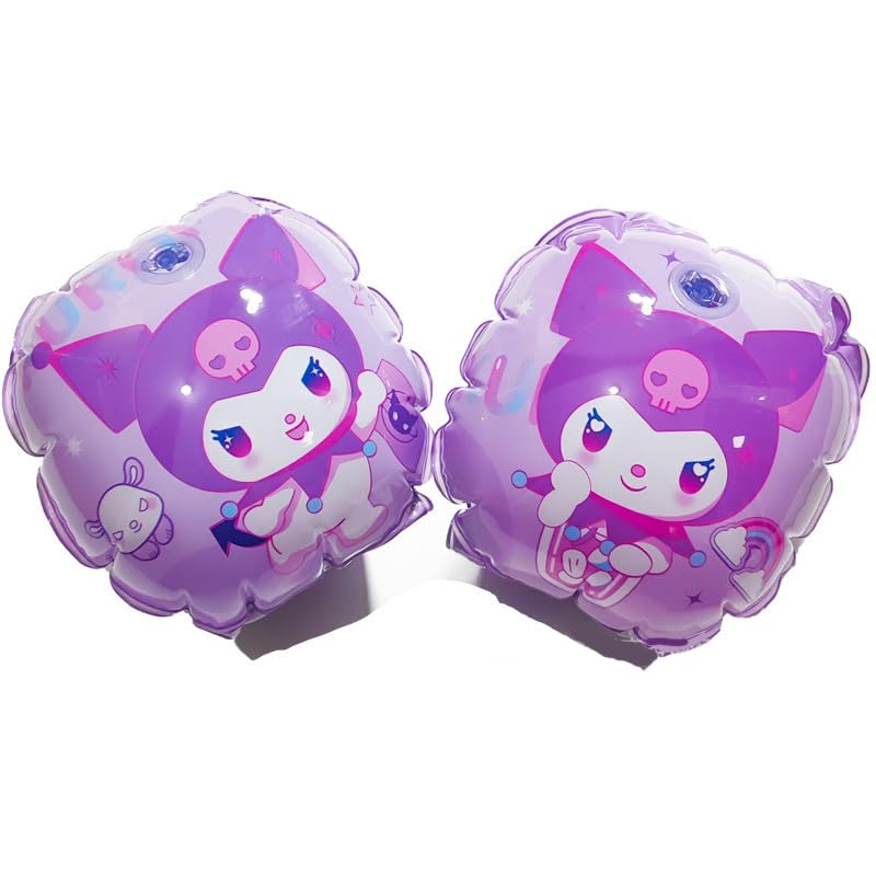 Proberos® 2pcs Swimming Floats for Toddler Girls Dual Air Bag Design Cute Purple Kuromi Arm Floats PVC Inflatable Arm Floats for Young Girls