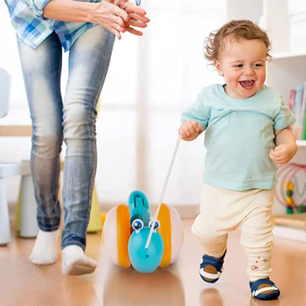 ZIBUYU Musical Snail Pull Along Toy for Walking Fun with 9.6×3.7×4.7 cm Wheels | Light & Sound for Toddlers