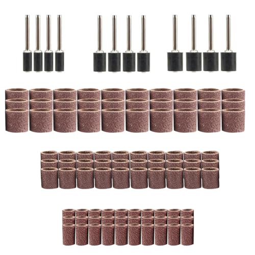 Serplex® 100pcs 80 Grit Drum Sander Sleeves Abrasive Sleeves Set with  1/2 inch & 1/4 Inch Sanding Drum Mandrels, Oxide Sandpaper Sanding Drum Sanding Bands for Shaping, Smoothing, and Grinding