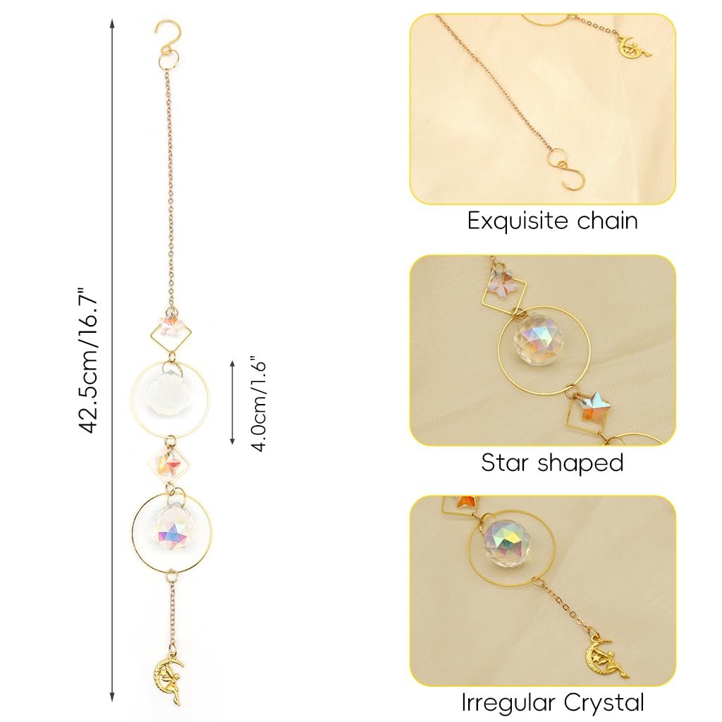 HASTHIP Sun Catcher for Home Decor 12.9 in Hanging with Multi Faceted Star Charm | Colorful Reflective Room Decoration
