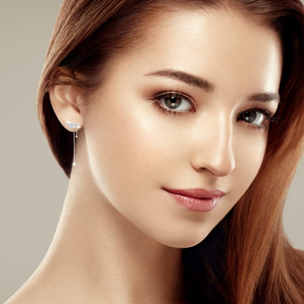 Zibuyu Earrings for Women featuring Flower Design with Tassel Chain and Rhinestones | 1 Pair