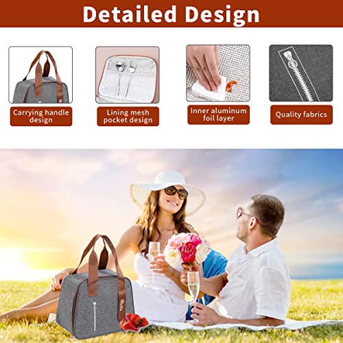 HASTHIP® Lunch Box Bag Bento Thermal Pouch Portable Lunch Box Bag Thermal Bag for Camping School Picnic Portable Lunch Box Bag for Office Man Women Student Kids Bento Box Pouch (Gray)