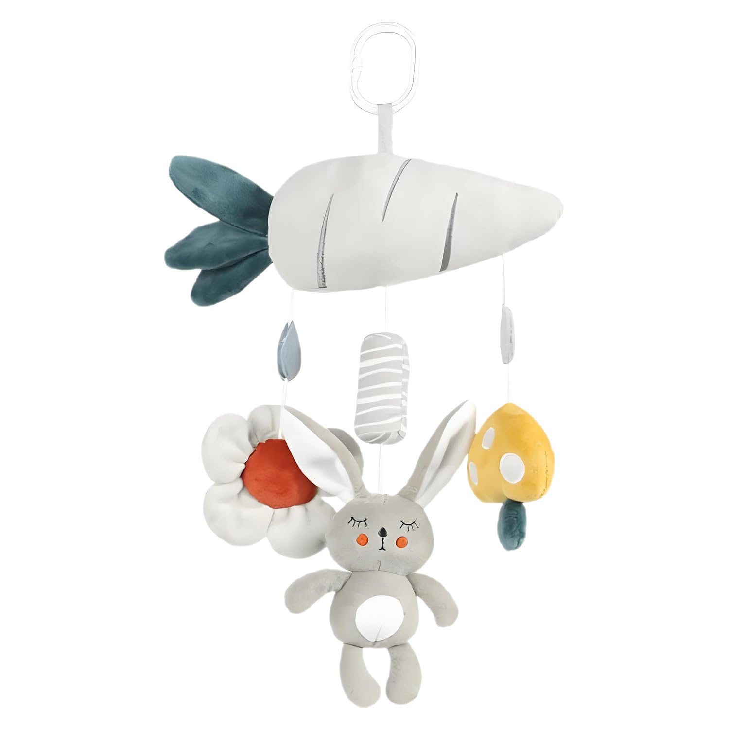 SNOWIE SOFT Rabbit Plush Baby Toy for Crib and Stroller with Squeaky Device | Low Saturation Soothing Colors for Newborns