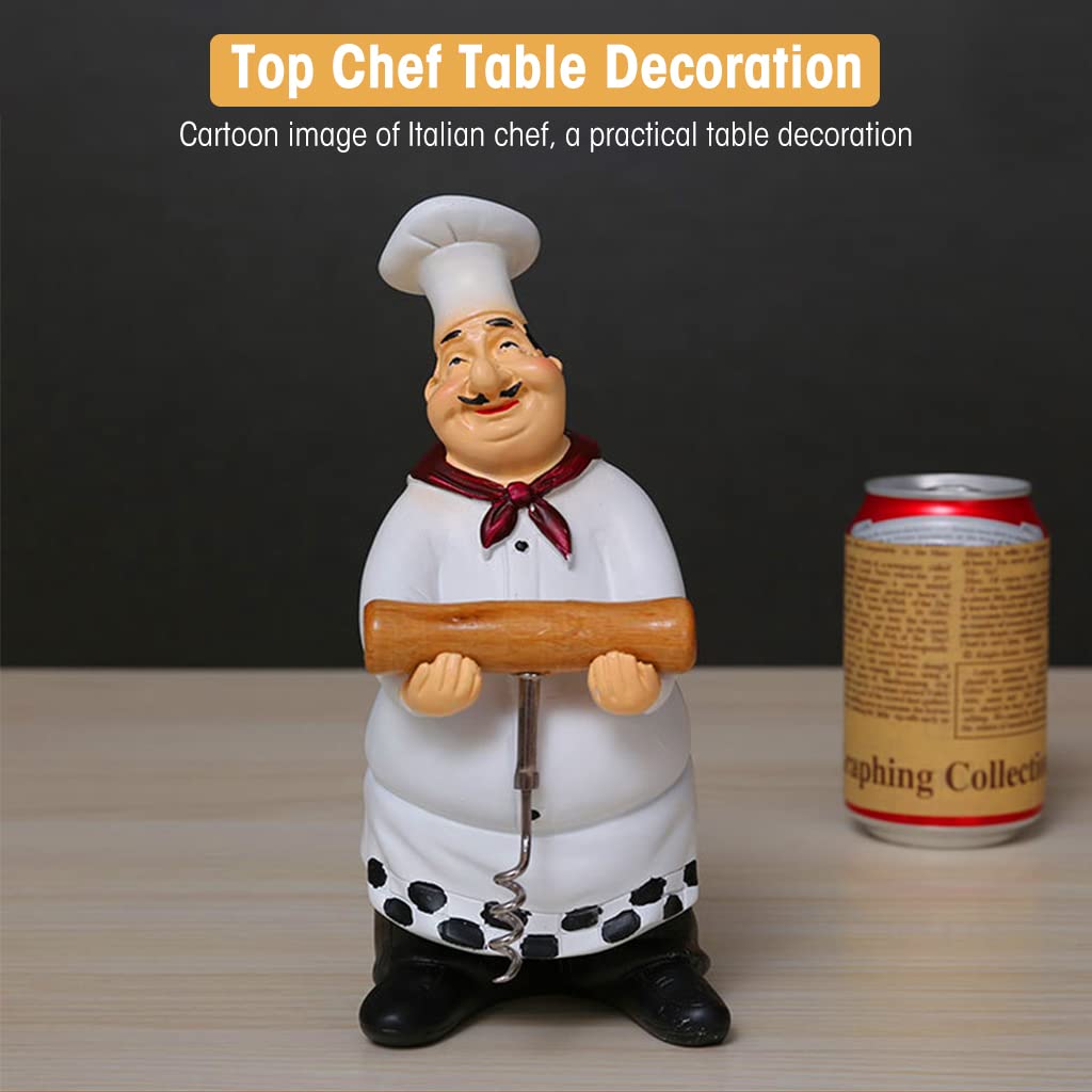 HASTHIP French Chef Figurine for Dining Table with Wine Opener and Resin Build | 20.5cm Decor
