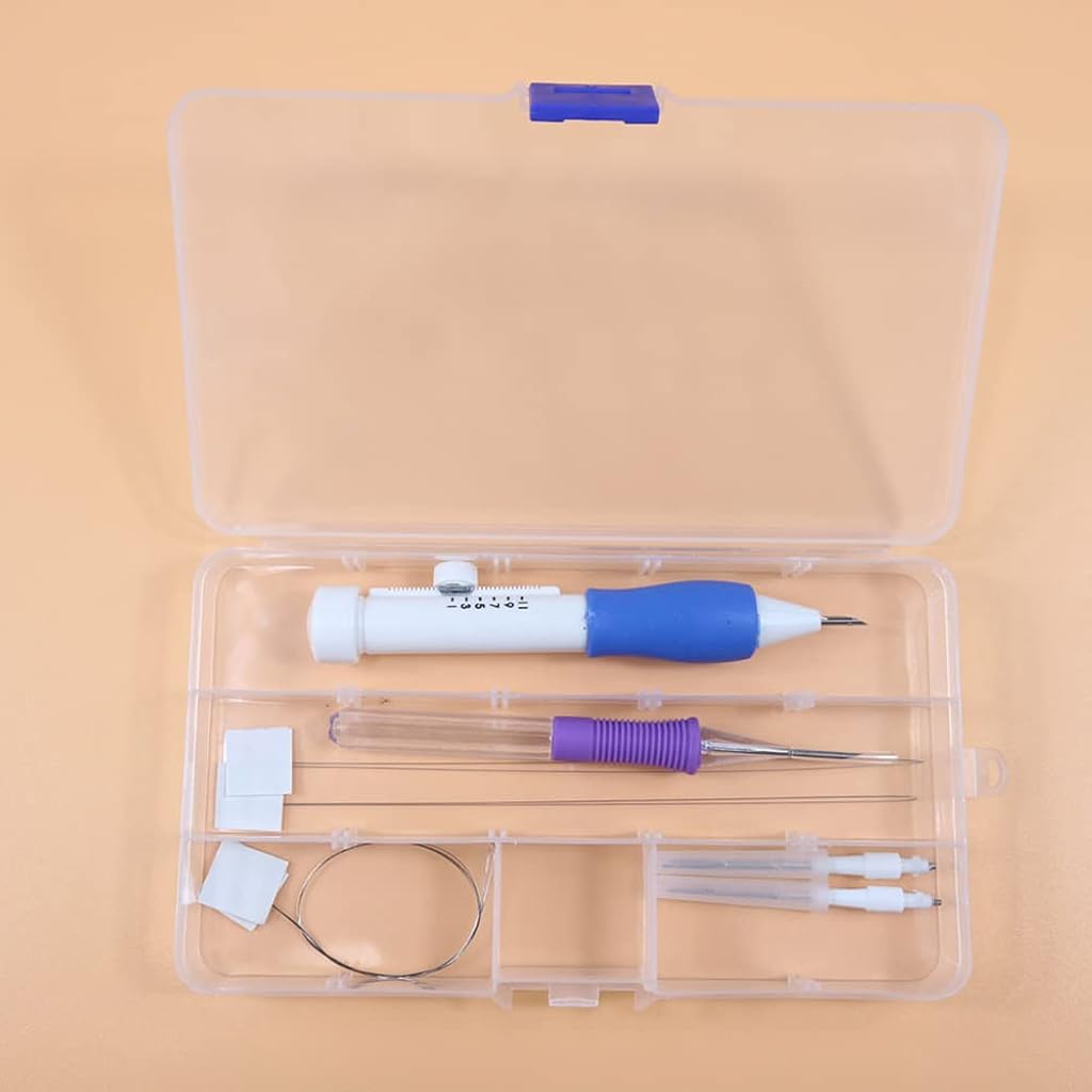 HASTHIP® Magic Embroidery Pen Punch Needles, Punch Needle Pen Set Cross Stitch Tool Kit DIY Craft for Embroidery Threaders Sewing