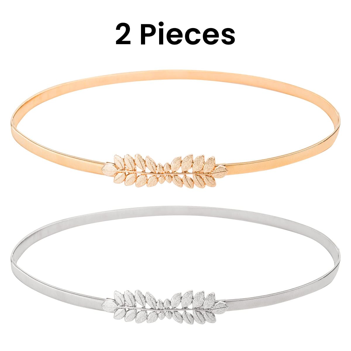 Brand Metal Waist Belts for Women Dresses Adjustable 23.6–31.4 in with Leaf and Rose Design