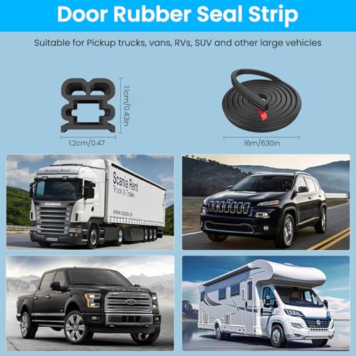 STHIRA® 52.5Ft Car Door Seal Strip Weather Stripping Car Rubber Seal Cuttable Door Edge Weather Strip Automotive Soundproof Door Trim Seal Universal Door Edge Rubber Trim for SUV, Van, Pickup Trunks