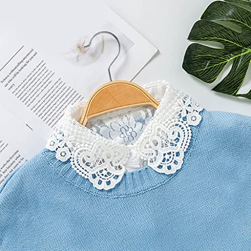 PALAY® Fake Collar White Detachable Fake Shirt Collar Floral Lace Blouse Half Shirts for Women Girls Elegant Collar Shirt False Collar for Dress Tops