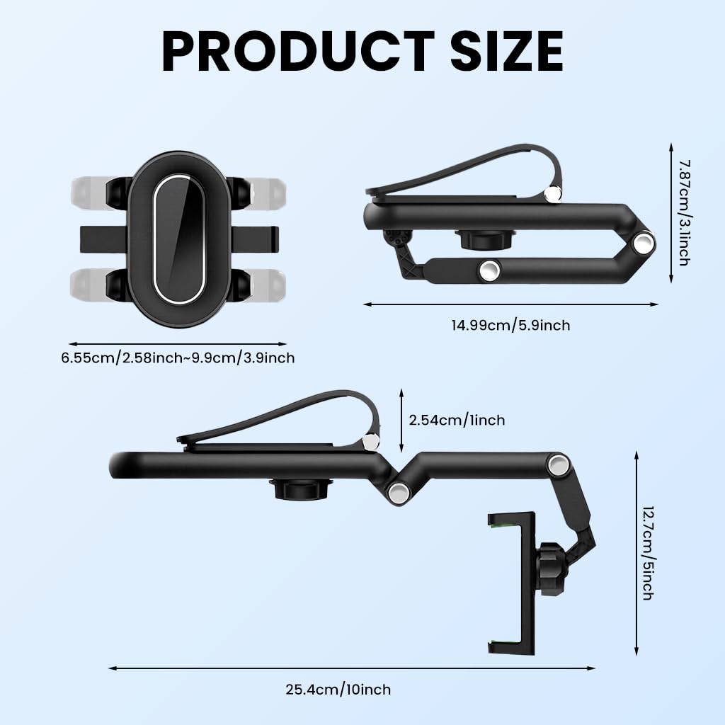 STHIRA Sun Visor Car Phone Holder for Universal Smartphones with 360° Rotation & Telescopic Arm