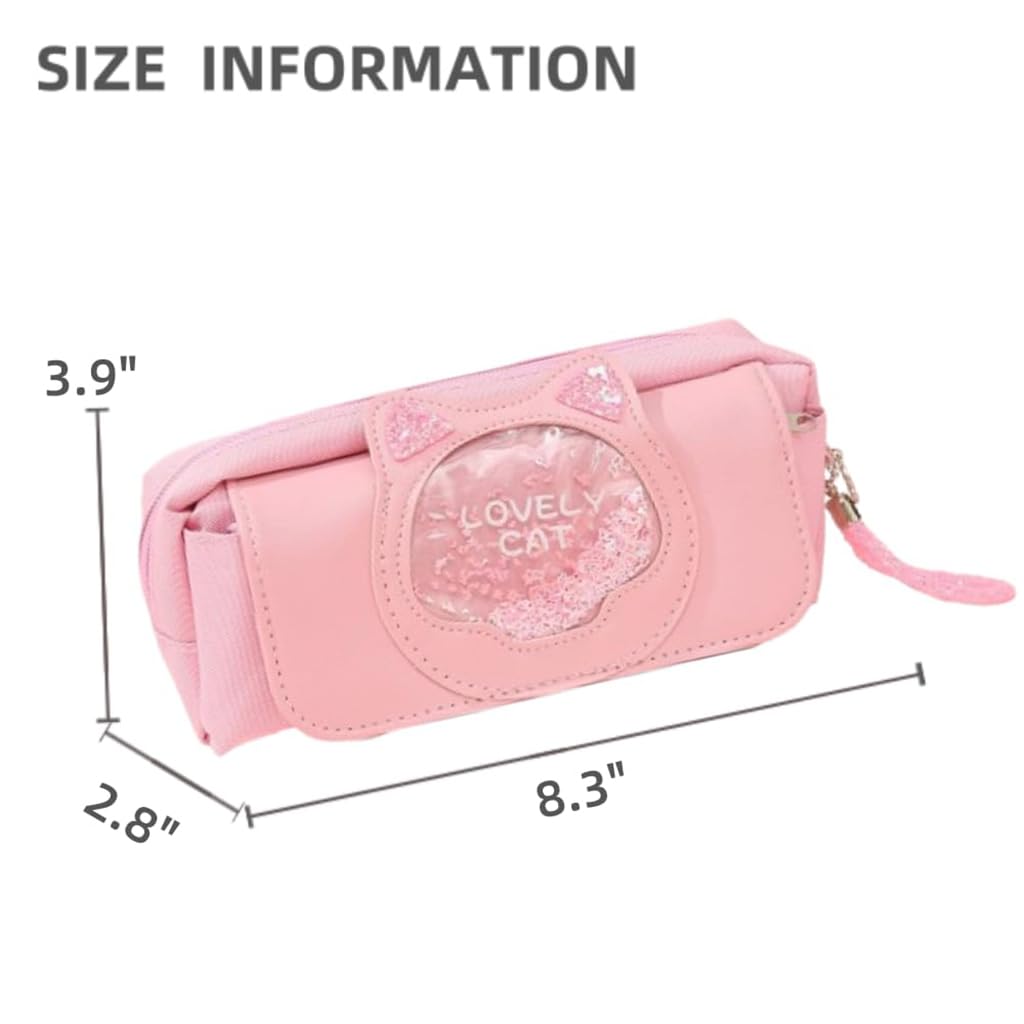 Zibuyu Cute Cat Pencil Box for Kids with Handle and Water-Resistant Pouch | Large Capacity School Organizer
