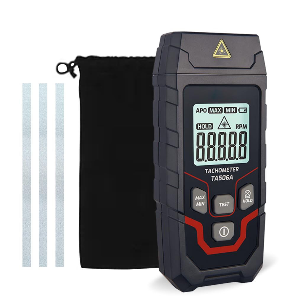 Serplex LCD Digital Tachometer for HVAC and Mechanical Testing with 3~99999 RPM Range | Non Contact Speed Gauge Featuring Data Hold and Max Min Recording