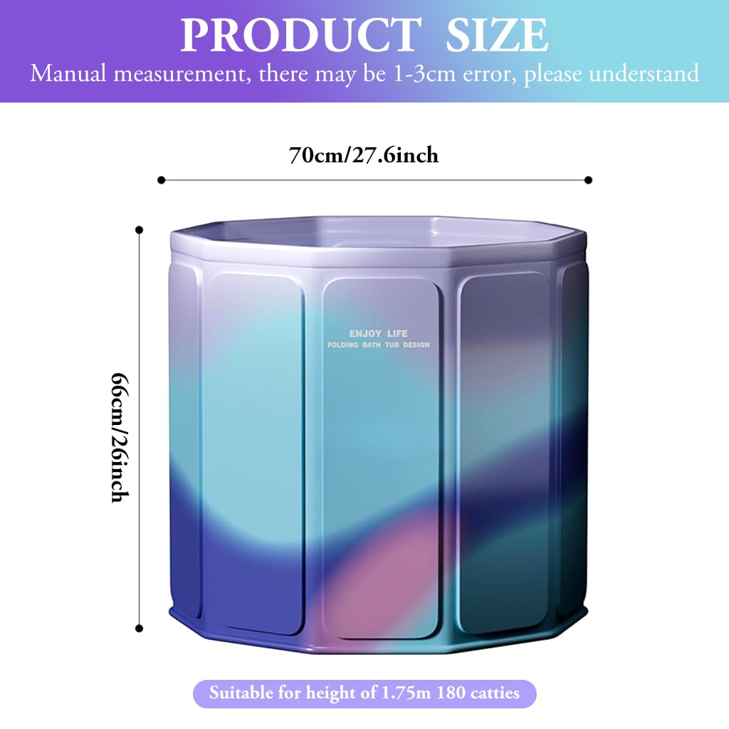 HANNEA Folding Bath Tub for Adults with Alloy Support Bars and 27.5 in PVC Design | Ice Bath and Warm Soak