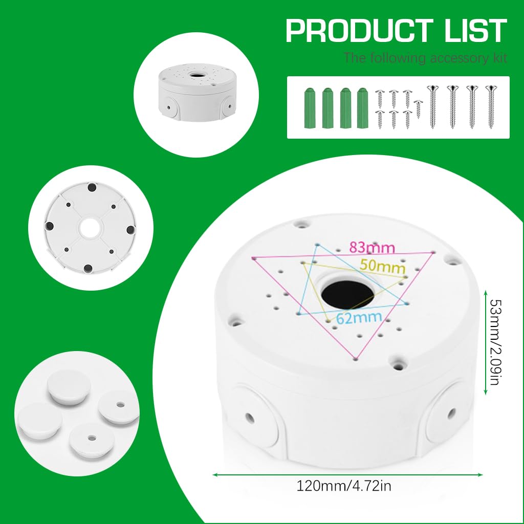 ZORBES Waterproof Bullet Security Camera Mount Bracket for Outdoor CCTV with 3.94x1.89 in White ABS Junction Box | Hides Cables and Resists Rain