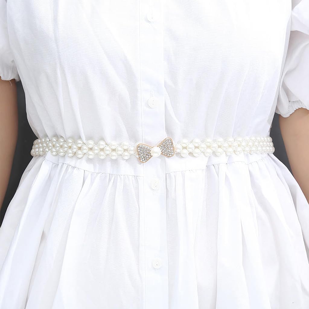 Zibuyu Women's Pearl & Crystal Belt for Dresses and Gowns with Adjustable Chain Closure | Elegant Waist Accessory for Weddings and Parties