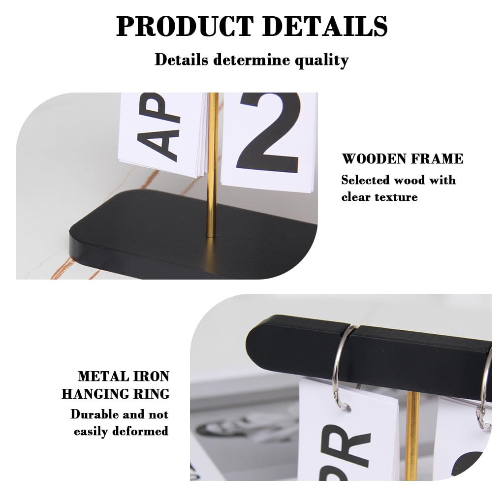 HASTHIP Wooden Perpetual Calendar for Office and Home with Retro Block Design | Desk Decor Gift