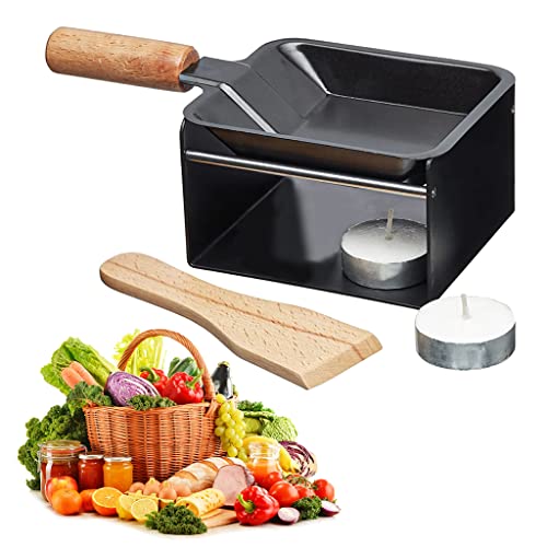 HASTHIP® Melting Pot for Cheese, Portable Cheese Melter Pan with Wooden Handle and Candles, Non-Sticky Cheese Melting Pot, Mini Kitchen Pot for Fun Camping, Melts in Under 4 Minutes, Great Gift