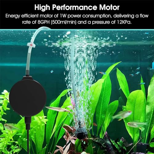 Qpets® aquarium air pump for Fish Tank, Aquarium, Mini Ultra Quiet Fish Tank Air Pump with sucker and clip & Air Stone, Aquarium Oxygen Pump, Energy Efficient Fish Tank Accessories