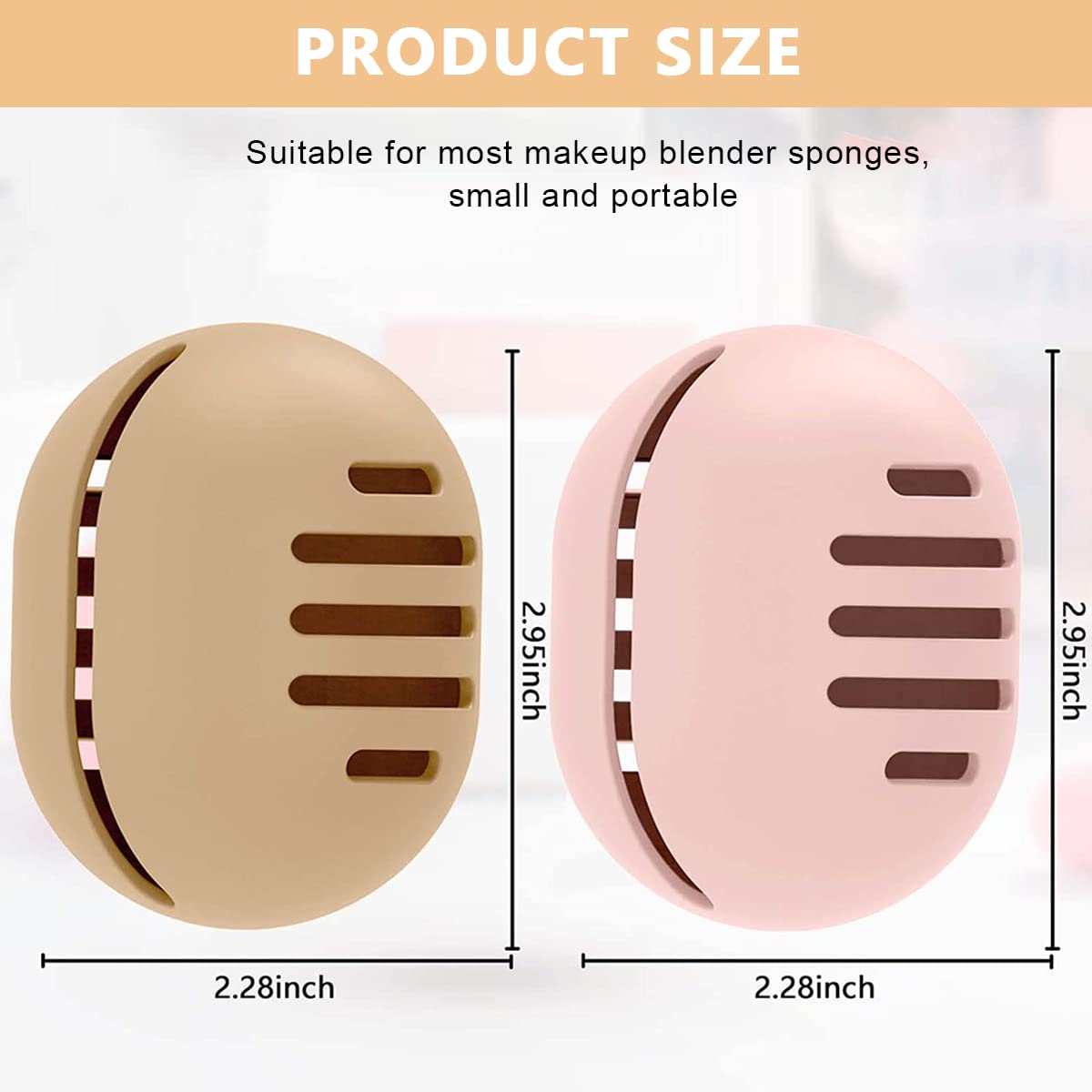 MAYCREATE® Makeup Sponge Holder 2pcs Set, Breathable Silicone Beauty Blender Holder Eco-Friendly Blender Sponge Travel Case Shatterproof Storage Rack (Grey+Pink)