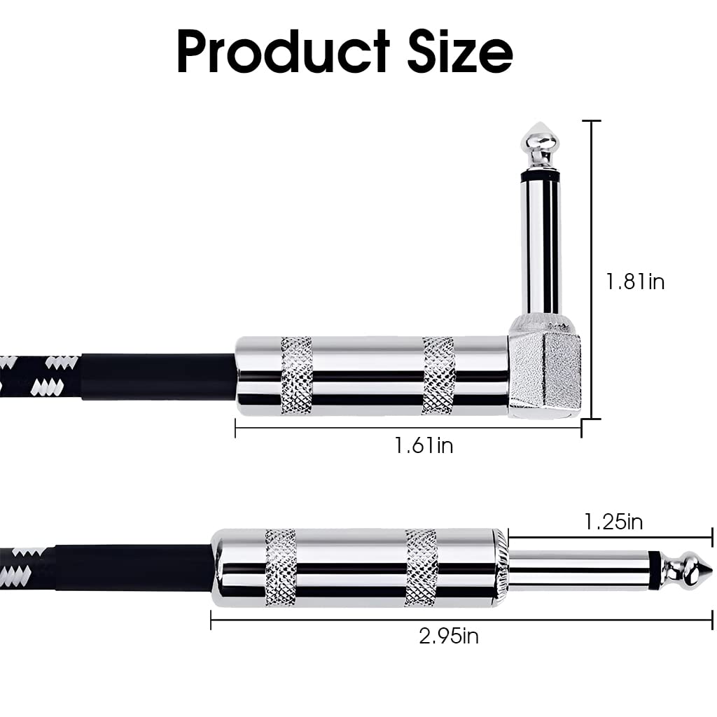 ELEPHANTBOAT® Electric Instrument Cable with 9.8FT Guitar, 6.35mm Jack, Bass AMP Cord for 1/4