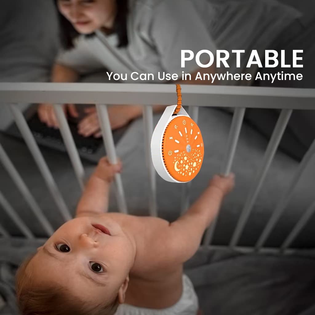 HANNEA White Noise Machine for Baby with 10 Soothing Sounds and 7 Color Star Light | Auto Off