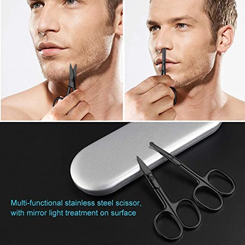 MAYCREATE® Nose Scissors Beard For Men Mustache Eyebrow Trimmer Stainless Steel Set with Storage Box