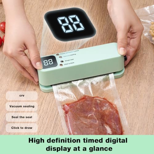 HASTHIP® Mini Vacuum Sealer for Food, 3 in 1 Cordless Rechargeable for Dry/Moist Food Storage with 4 Snack Bags, Green