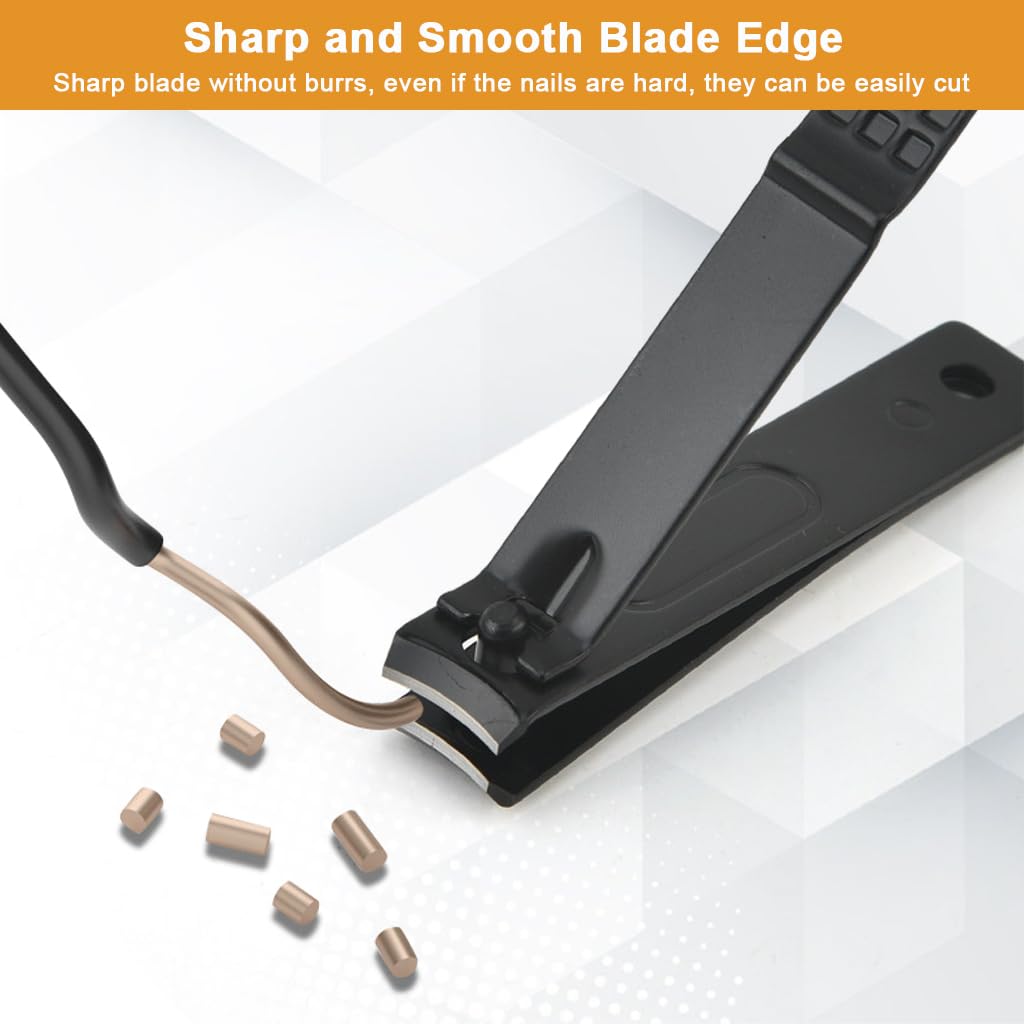 ZIBUYU Manicure Pedicure Kit with 15 Pcs Ergonomic Tools and Black Leather Case for Travel