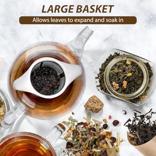 ZIBUYU® Tea Infuser Steeping with Lid Stainless Steel Fine Mesh Strainer for Loose Leaf Flavored Bag Herb Universal Travel Drinkwares 3PCS