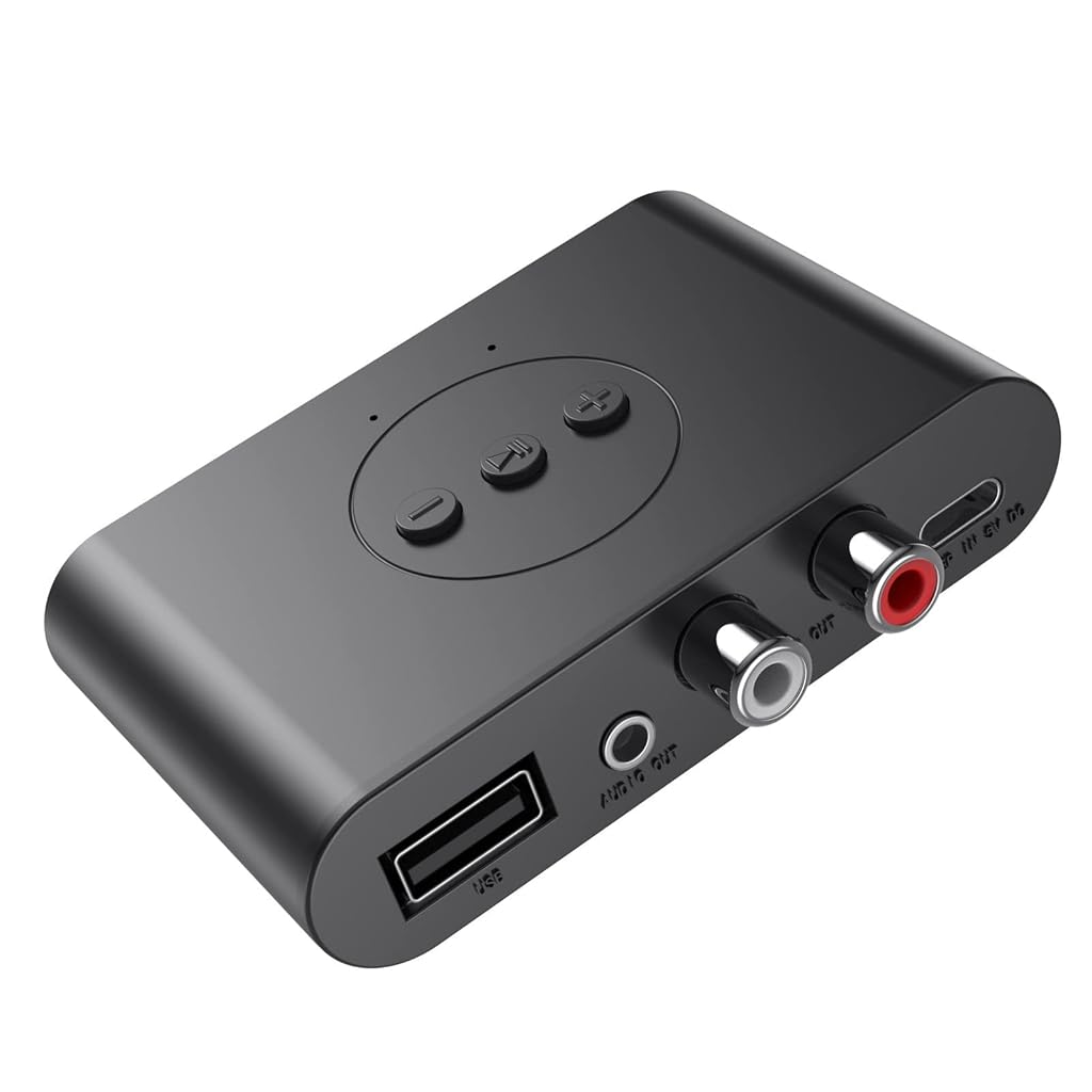 Verilux® Bluetooth 5.0 Music Receiver NFC Bluetooth 5.0 Audio Receiver for Home Car Office RCA Stereo Audio Cable 3.5mm Audio Port