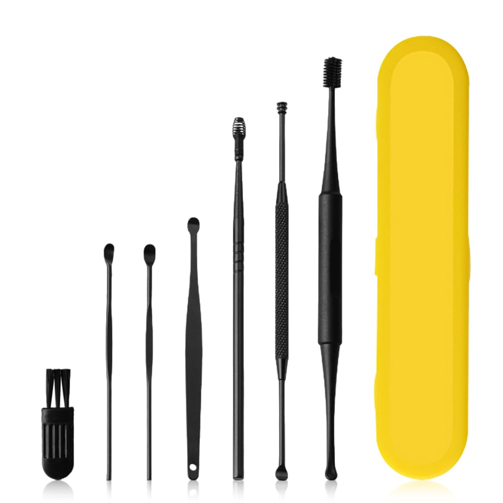 HANNEA Ear Wax Removal Tool Kit for Daily Ear Care with 7 Pcs Dual Head Silicone Tools | Portable Storage Case