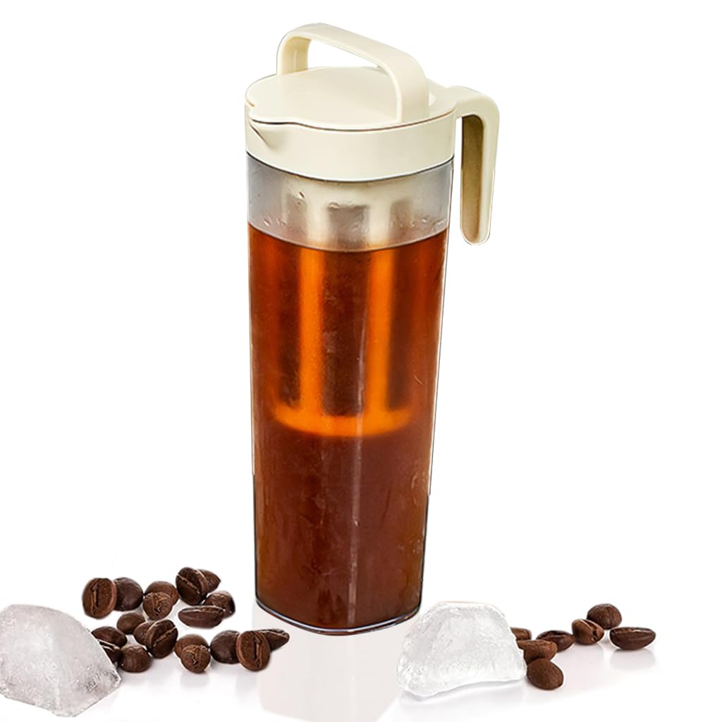 Supvox Glass Jar Coffee Maker 1100ml for Cold Brew with Dual Handles and PP Filter | Transparent Design