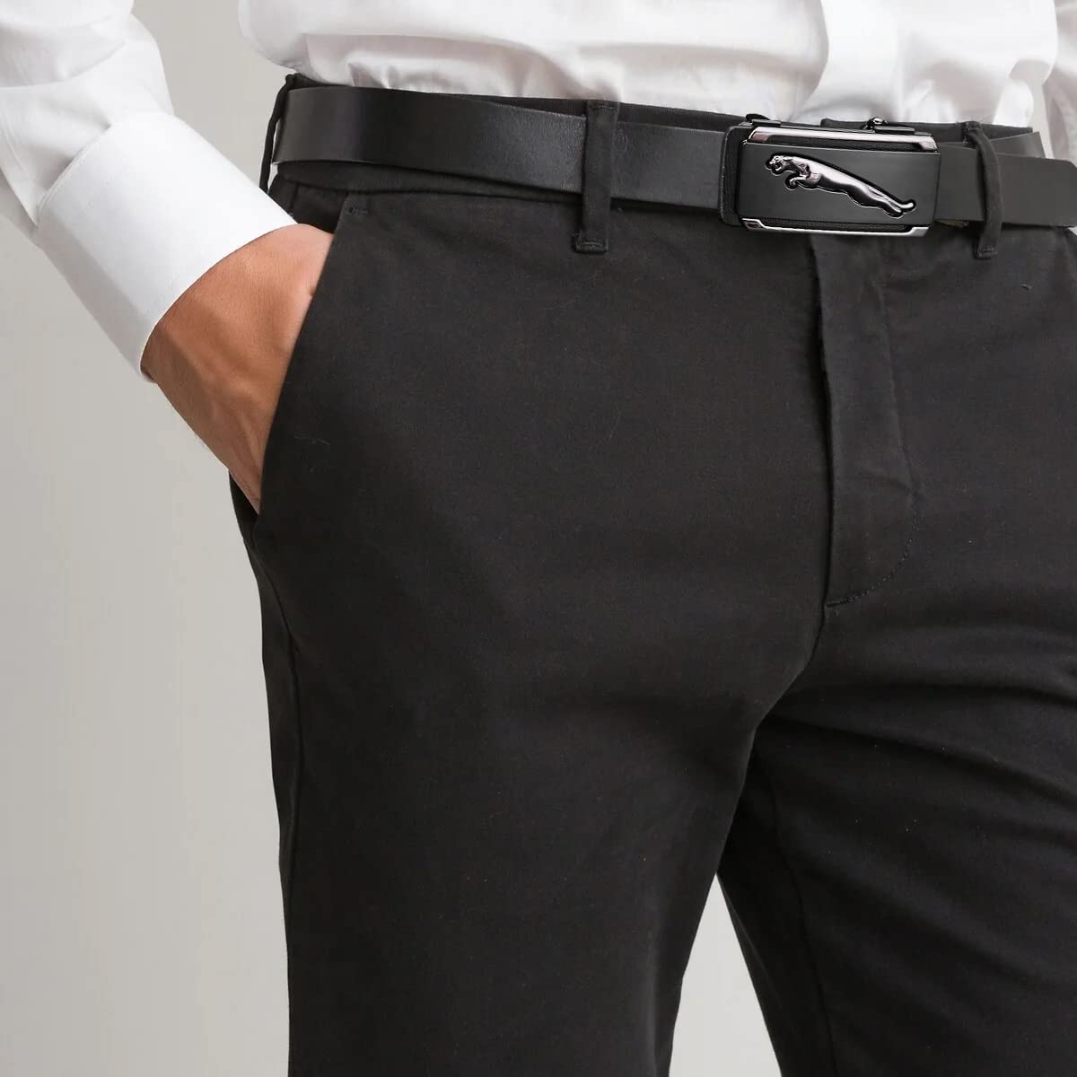 GUSTAVE Waist Belts for Men with Click Ratchet Buckle 130cm Leather Strap | 2 PCS Black