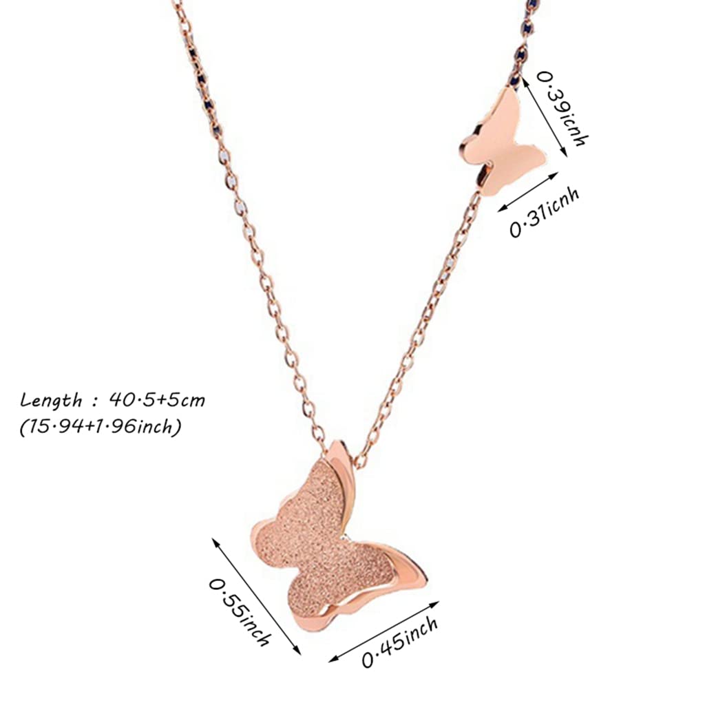 Venzina Necklace for Women featuring 16–18 in Adjustable Thin Chain Butterfly Pendant | Rose Gold Alloy Gift for Girls
