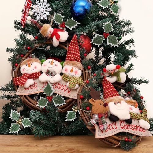 HASTHIP 30Pcs Christmas Holly Berries with Green Leaves Christmas Decorations Gold and Red Artificial Holly Berries Hanging Christmas Ornaments for Xmas Tree, Garland Wreath, Home Decor