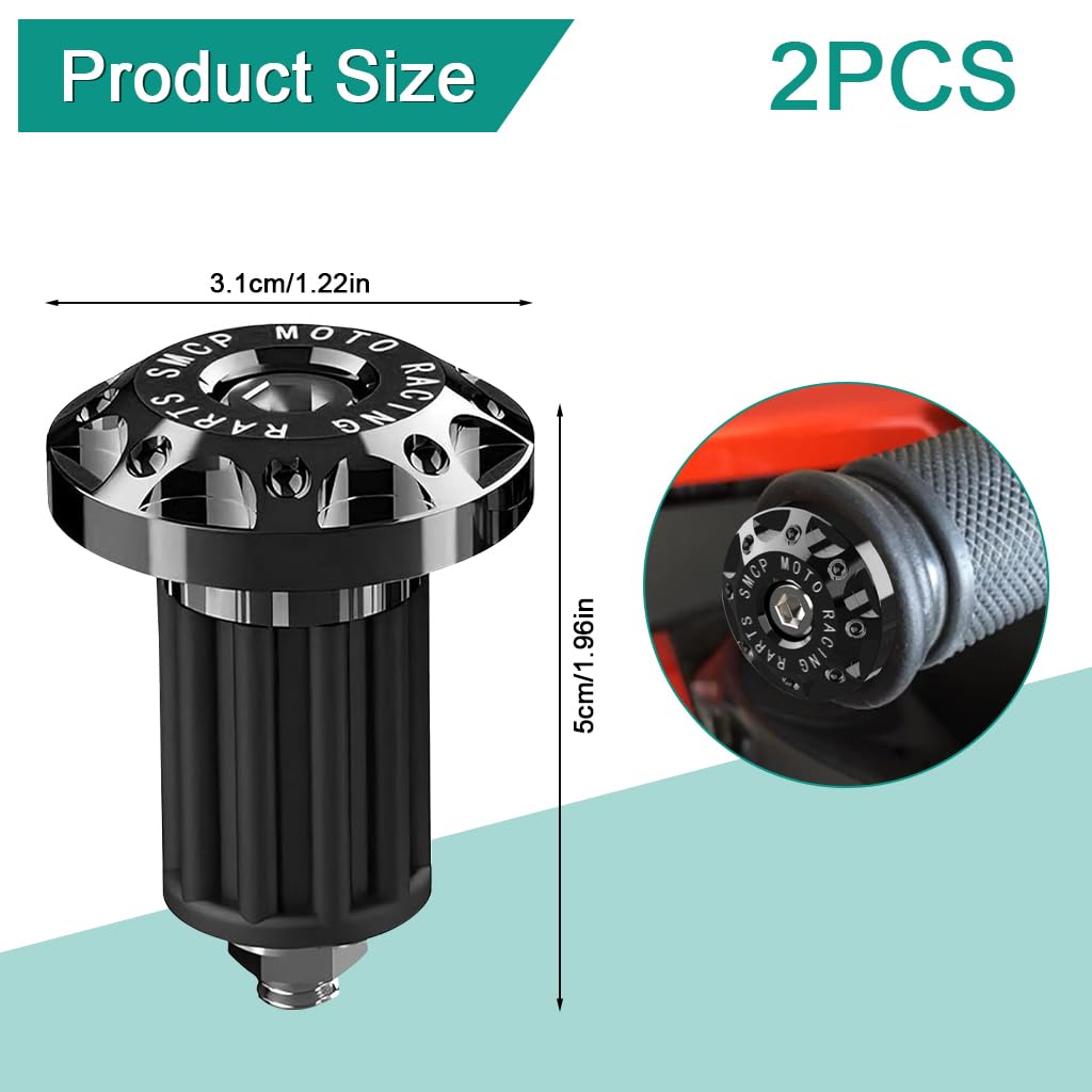 STHIRA Motorcycle Handlebar End Plugs for 22mm Grip with CNC Machined Caps and Wrench Tool