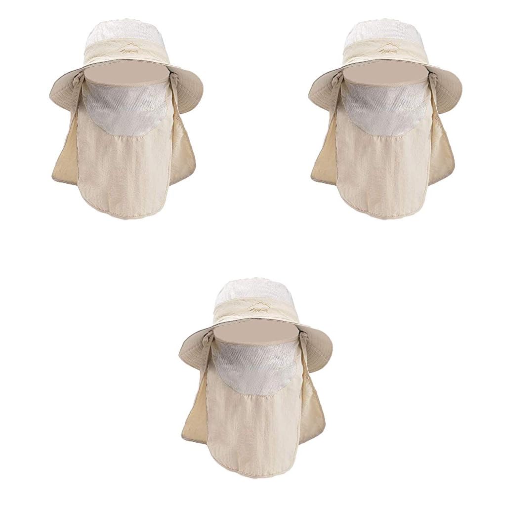 GUSTAVE Synthetic Mens Sun Hat for Outdoor Fishing with Wide Brim and UV Protection | 3 PCS