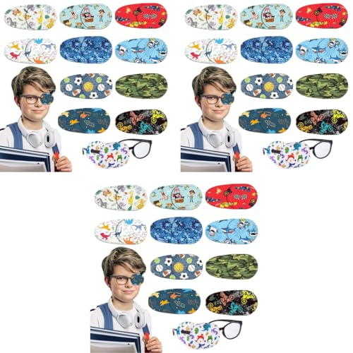 HANNEA® 30PCS Single Lens Cover for Kids Lens Patches for Vision Correction Cartoon Lazy Eye Eyeglasses Slide-in Removable