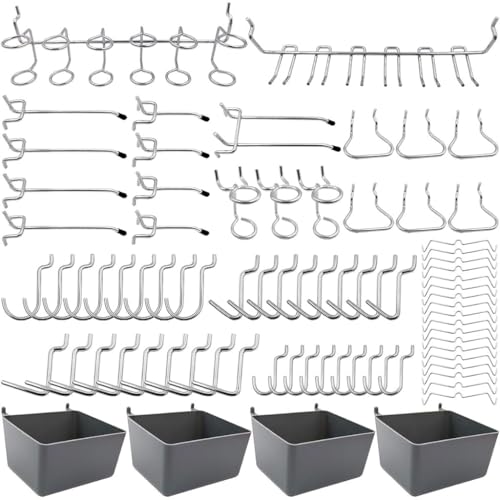 Serplex® 80Pcs Assortment Pegboard Hooks & Boxes Set Hanger Hooks for Pegboard Metal Hanging Hooks Assortment Pegboard Hanger Hooks Organizing Hooks for Garages, Tools