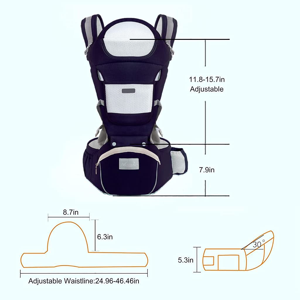 SNOWIE SOFT  6-in-1 Baby Carrier with Lumbar Support 360 All-Position Baby Wrap Carrier Front and Back Backpack Carrier for Breastfeeding Newborn Infant Toddler(7-66 Lb)