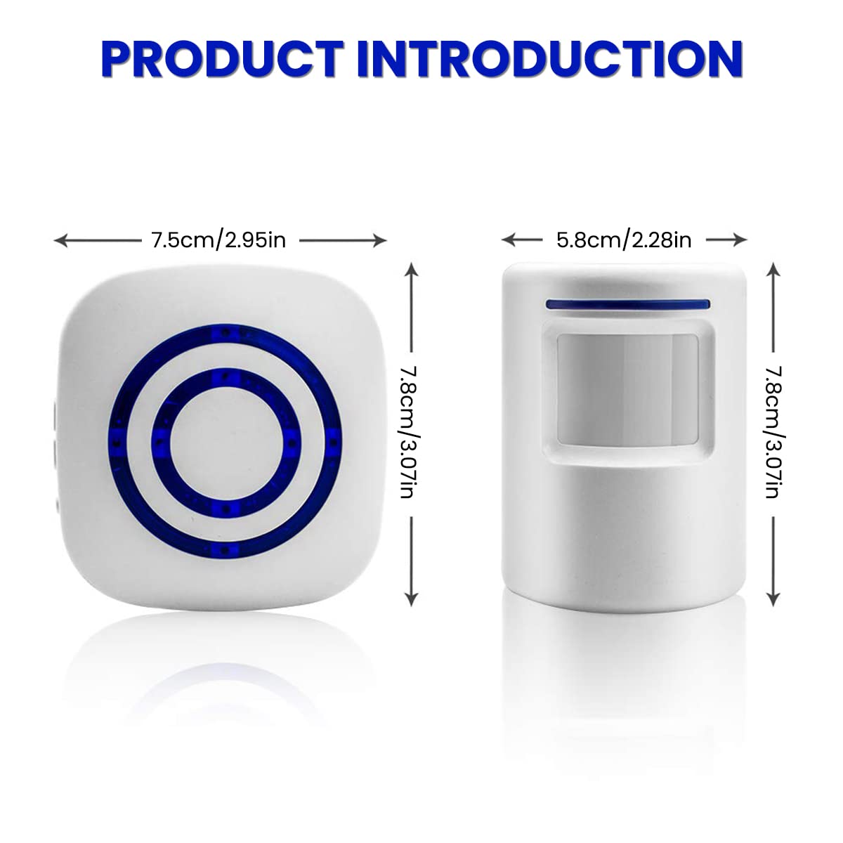 Supvox Door Bell for Home Electrical Motion Sensor Wireless Door Bell 70M Long Range for Store Used Ding Dong Bell with Catching Eye Flash Light Smart Door Bells 38 Ringtones and 3 Level Volume