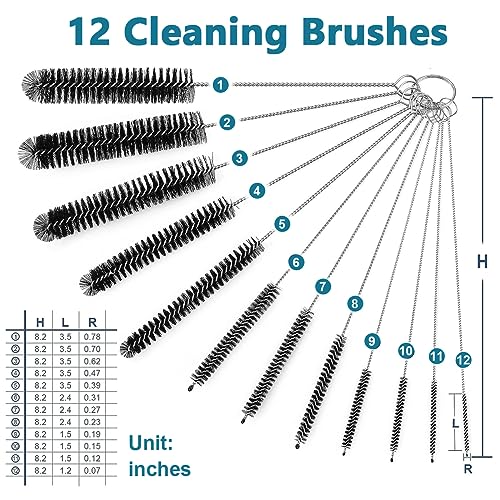 HASTHIP® 24PCS Straw Cleaner Brushes 8 Inch Tube Cleaning Brush and Nylon Pipe Kit for Sippy Cup Tumbler Water Bottle Drinking Black