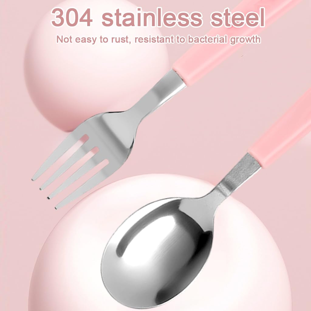 Supvox Cute Cutlery Set for Lunch Box with Storage Case featuring 7.87 in Utensils | Food Grade Stainless Steel for Kids