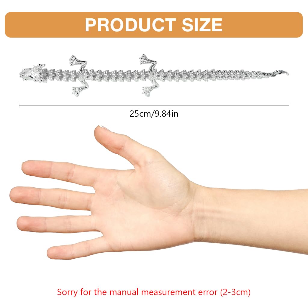 HASTHIP Dragon Statue for Home or Office Decor featuring 9.8 in Alloy Design and Silver Finish | Gift for Fantasy Lovers