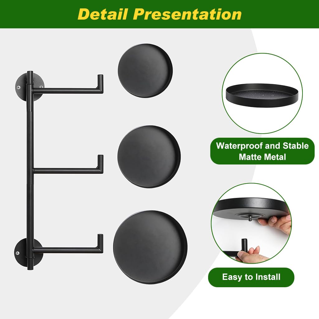 HASTHIP Rotating Window Plant Shelves for Indoor and Outdoor Display with Triple Layer Heavy Duty Metal Stand | Space Saving Wall Mount Design