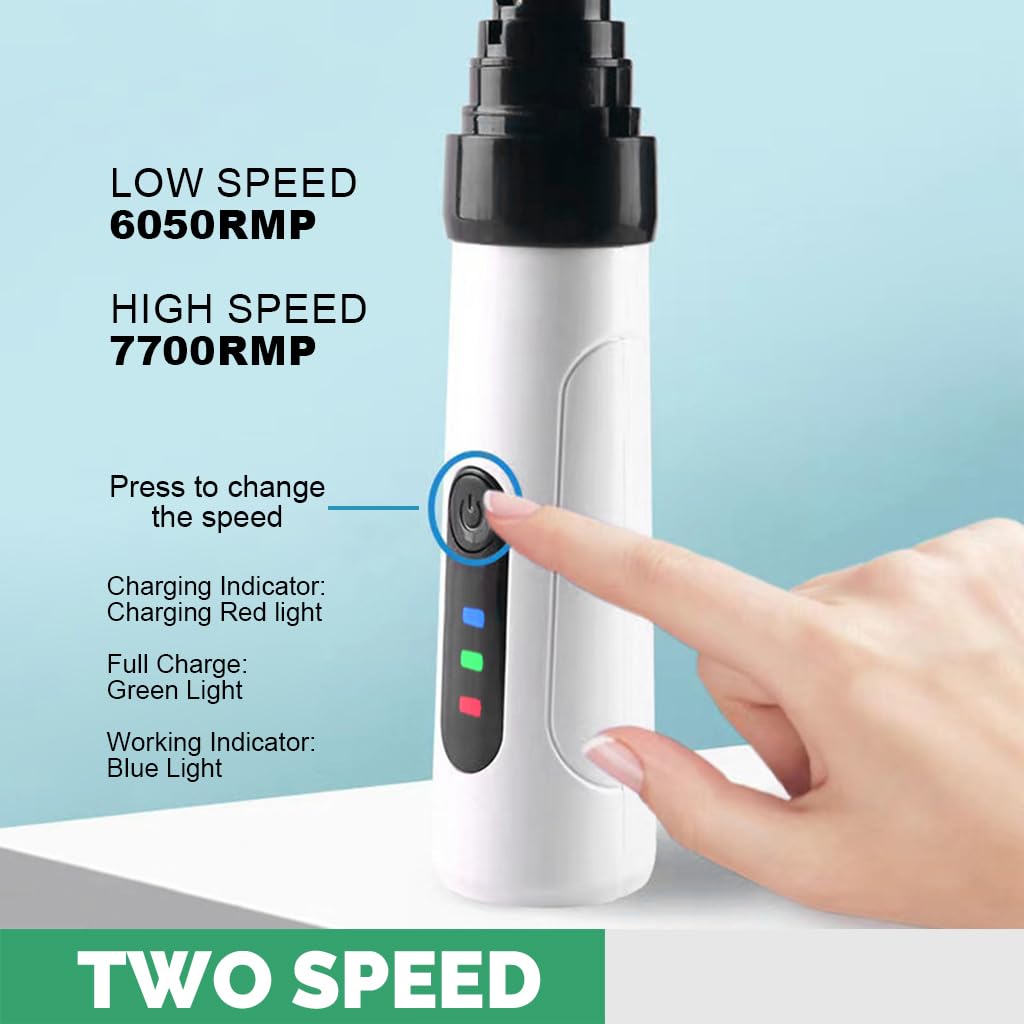 ZIBUYU Dog Nail Grinder for Safe Pet Grooming with Quiet Low Vibration Motor | USB Rechargeable